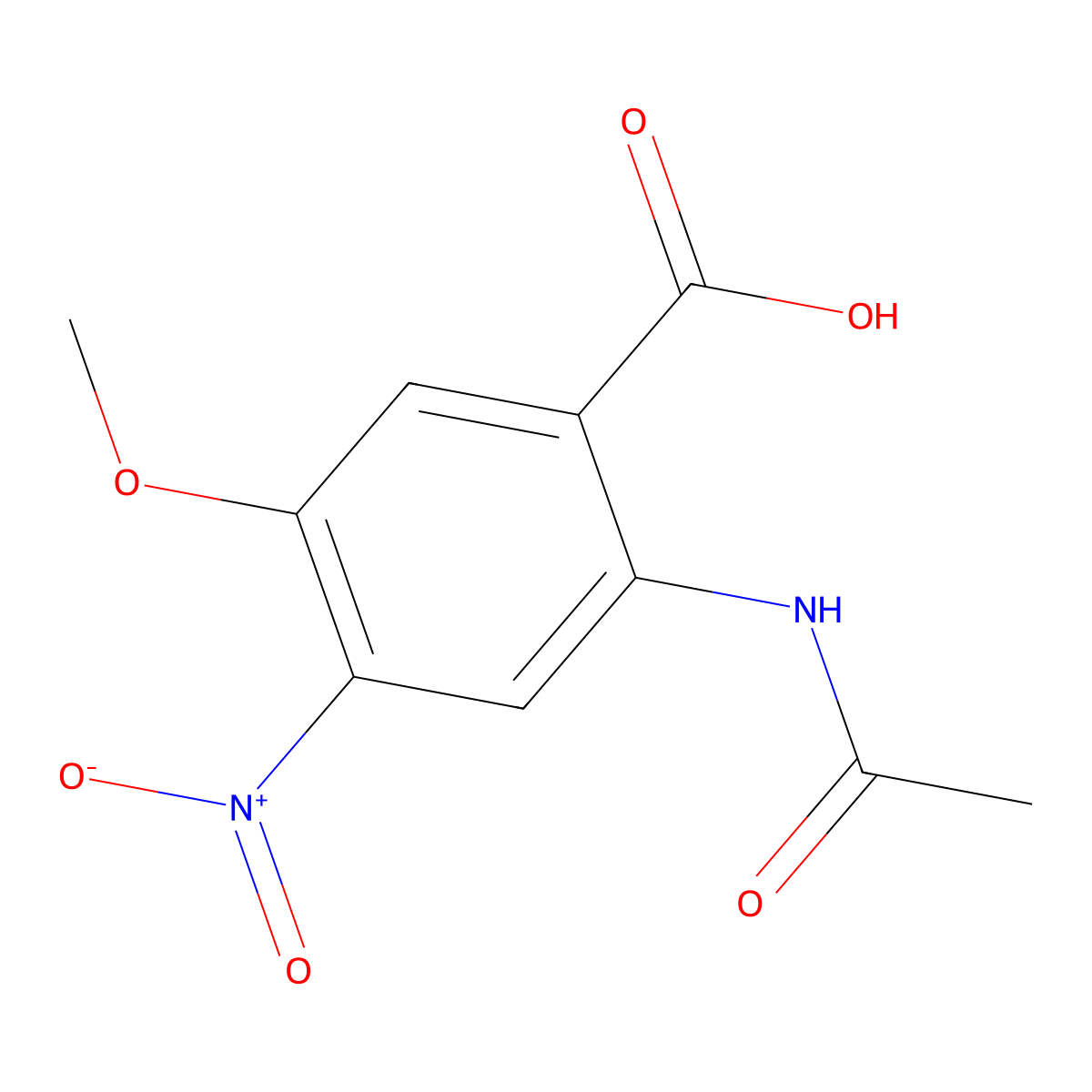 2-Acetamido-5-methoxy-4-nitrobenzoic acid molecular structure, CAS 196194-98-6