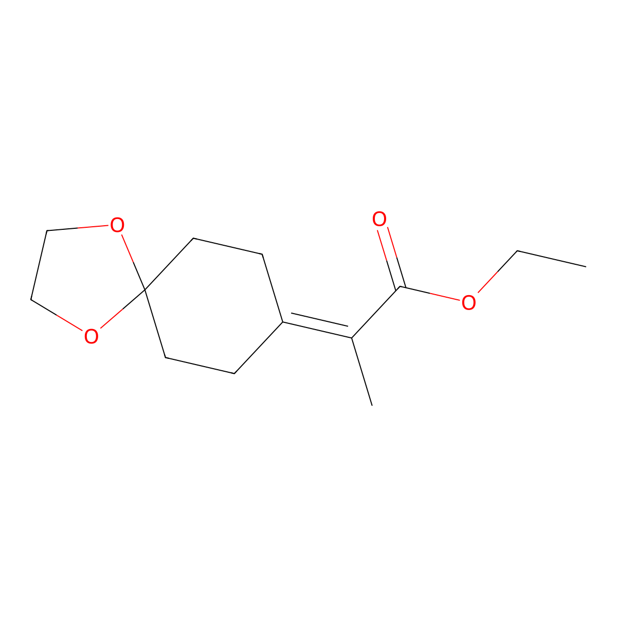 Ethyl 2-(1,4-dioxaspiro[4.5]decan-8-ylidene)propanoate molecular structure, CAS 19620-33-8