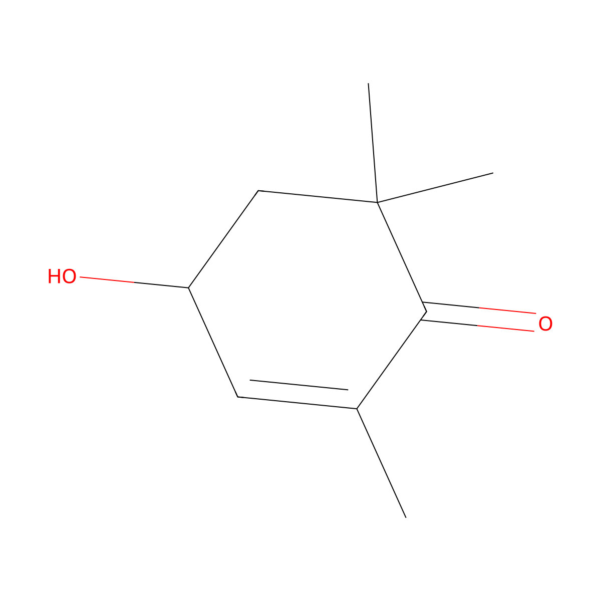 4-Hydroxy-2,6,6-trimethyl-2-cyclohexen-1-one molecular structure, CAS 19620-37-2