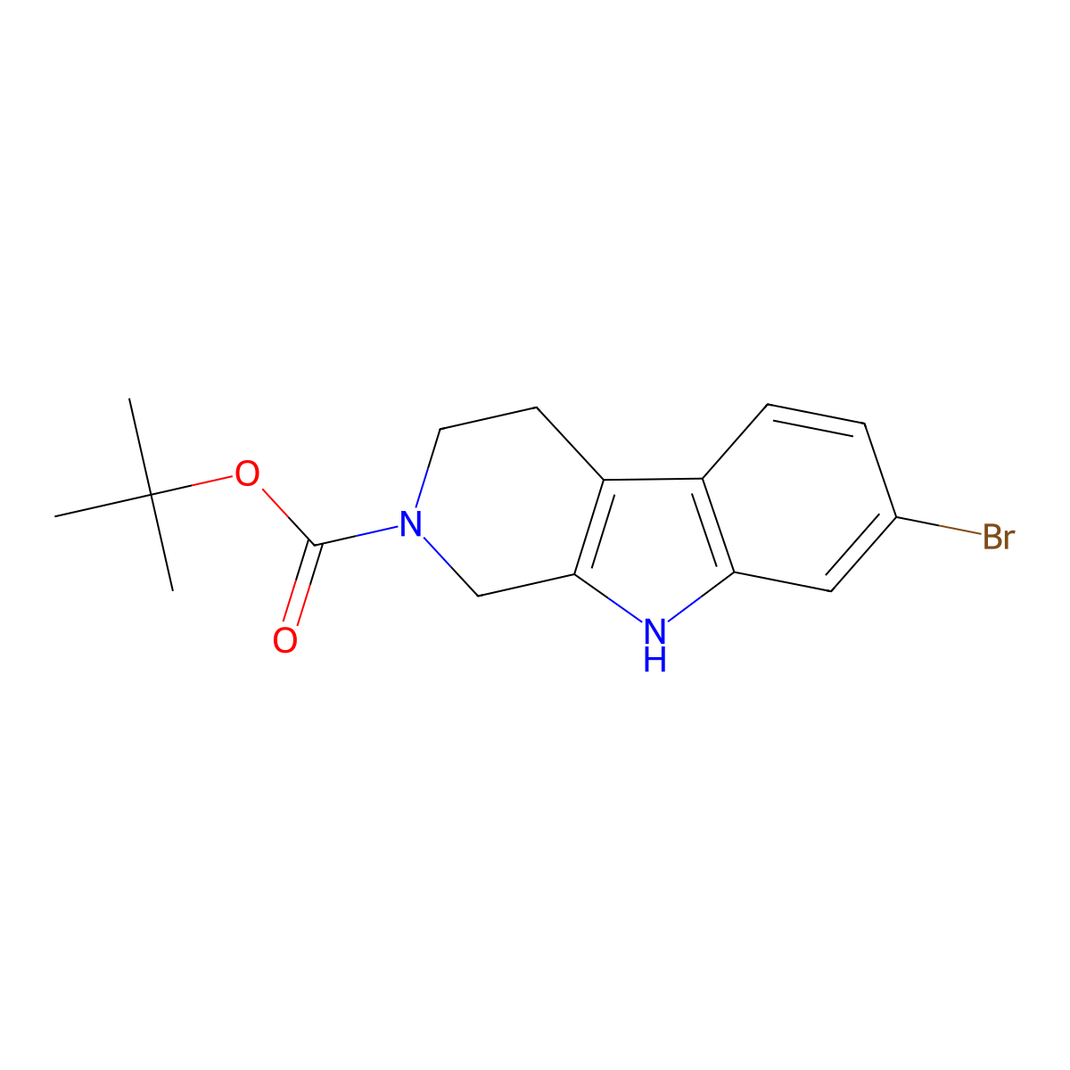 tert-Butyl 7-bromo-3,4-dihydro-1H-pyrido[3,4-b]indole-2(9H)-carboxylate molecular structure, CAS 196203-96-0