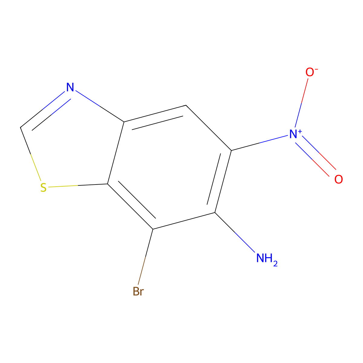 7-Bromo-5-nitrobenzo[d]thiazol-6-amine molecular structure, CAS 196205-21-7