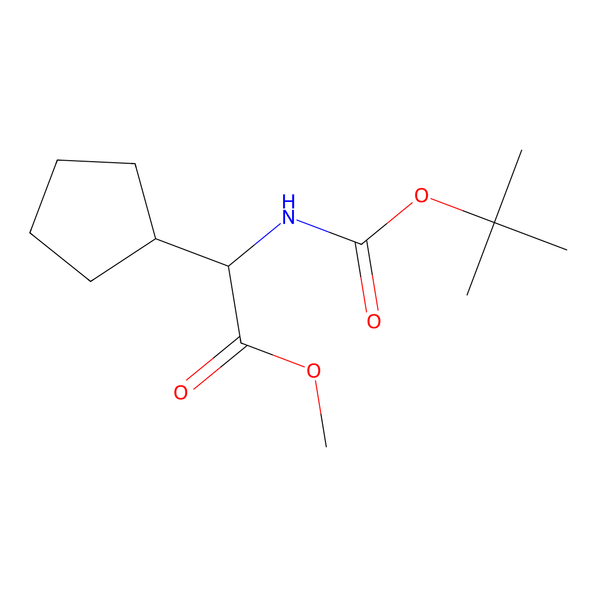 methyl (2S)-2-{[(tert-butoxy)carbonyl]amino}-2-cyclopentylacetate molecular structure, CAS 196206-09-4