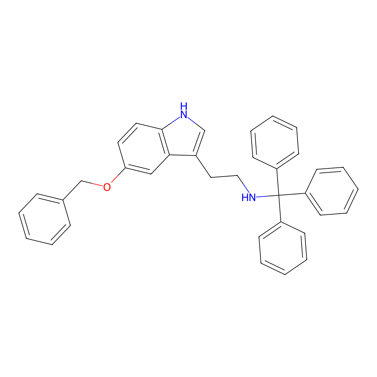 2-[5-(benzyloxy)-1H-indol-3-yl]-N-tritylethanamine molecular structure, CAS 19621-27-3