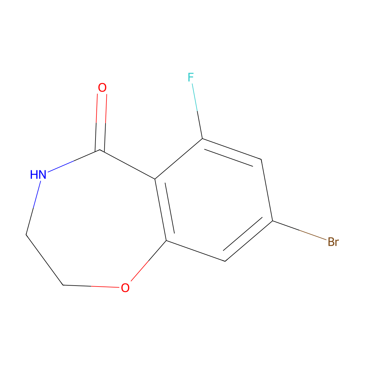 8-Bromo-6-fluoro-3,4-dihydrobenzo[f][1,4]oxazepin-5(2H)-one molecular structure, CAS 1962125-90-1