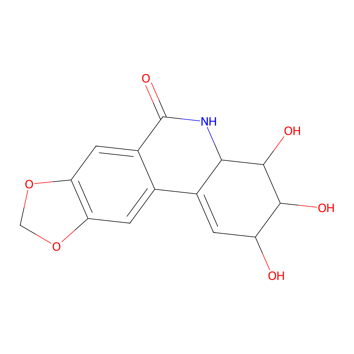 (2S,3R,4S,4aR)-3,4,4a,5-Tetrahydro-2,3,4-trihydroxy(1,3)dioxolo(4,5-j)phenanthridin-6(2H)-one molecular structure, CAS 19622-83-4