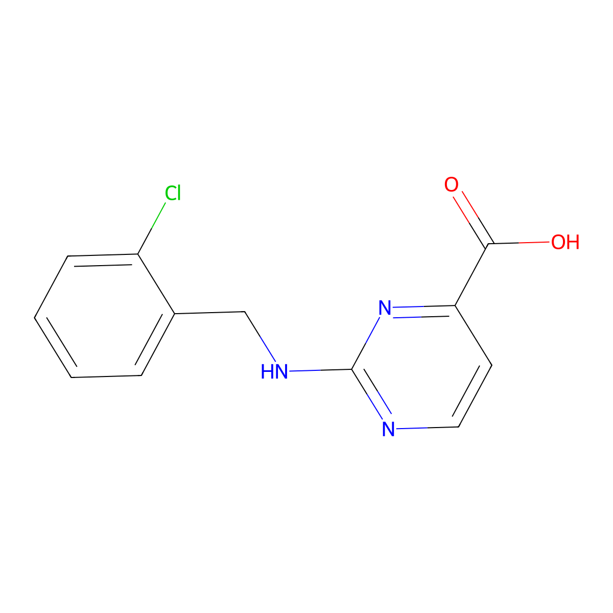 2-{[(2-Chlorophenyl)methyl]amino}pyrimidine-4-carboxylic acid molecular structure, CAS 1962300-44-2