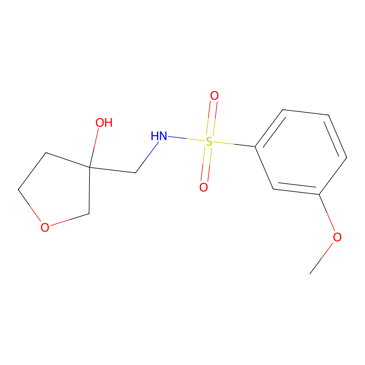 N-((3-hydroxytetrahydrofuran-3-yl)methyl)-3-methoxybenzenesulfonamide molecular structure, CAS 1962522-40-2