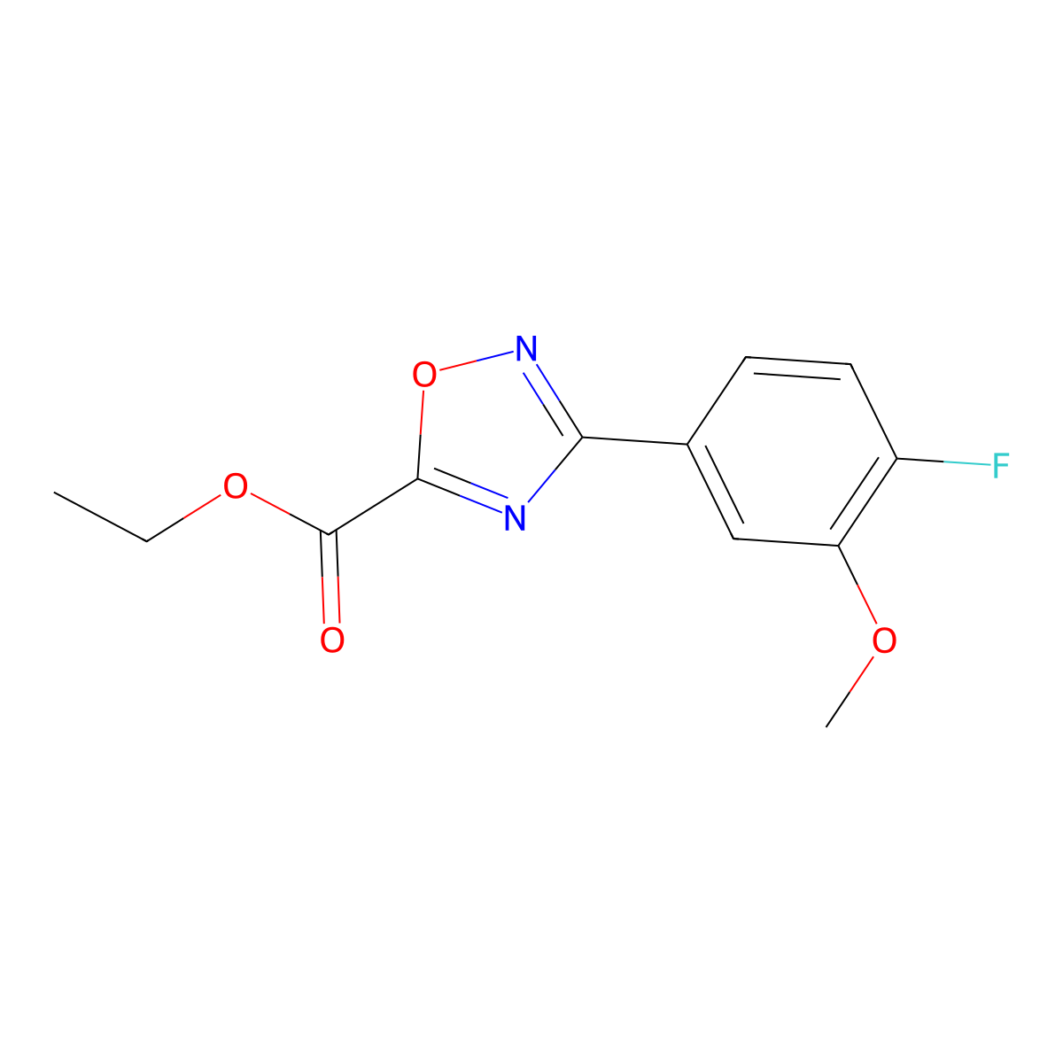 Ethyl 3-(4-fluoro-3-methoxyphenyl)-1,2,4-oxadiazole-5-carboxylate molecular structure, CAS 1962581-28-7