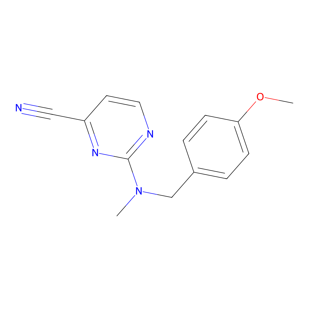2-{[(4-Methoxyphenyl)methyl](methyl)amino}pyrimidine-4-carbonitrile molecular structure, CAS 1962758-19-5
