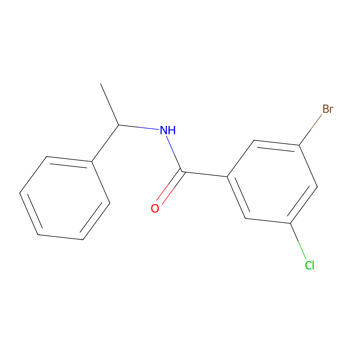 3-Bromo-5-chloro-N-(1-phenylethyl)benzamide molecular structure, CAS 1962790-98-2