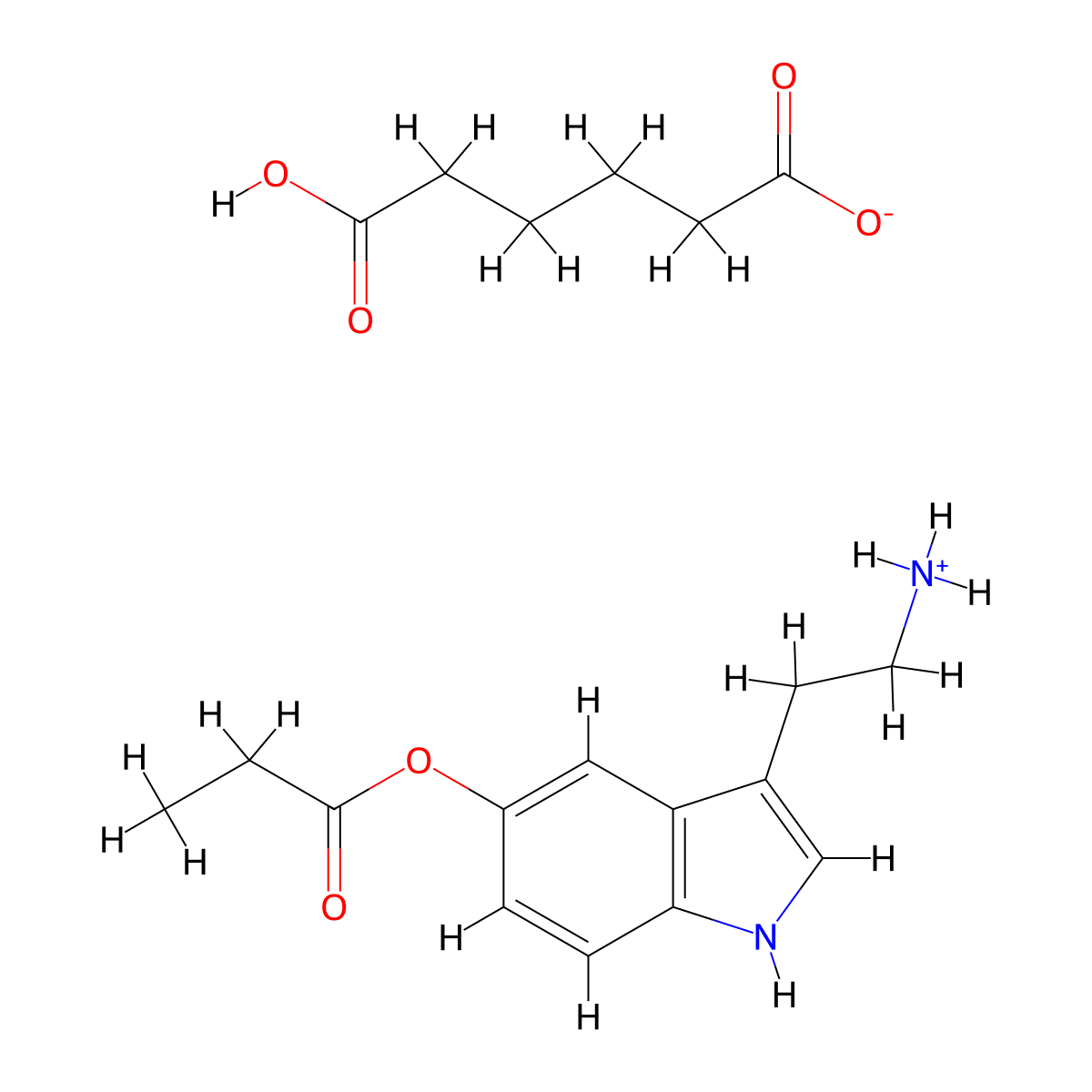 Indol-5-ol, 3-(2-aminoethyl)-, propionate (ester), adipate (1:1) molecular structure, CAS 19628-28-5