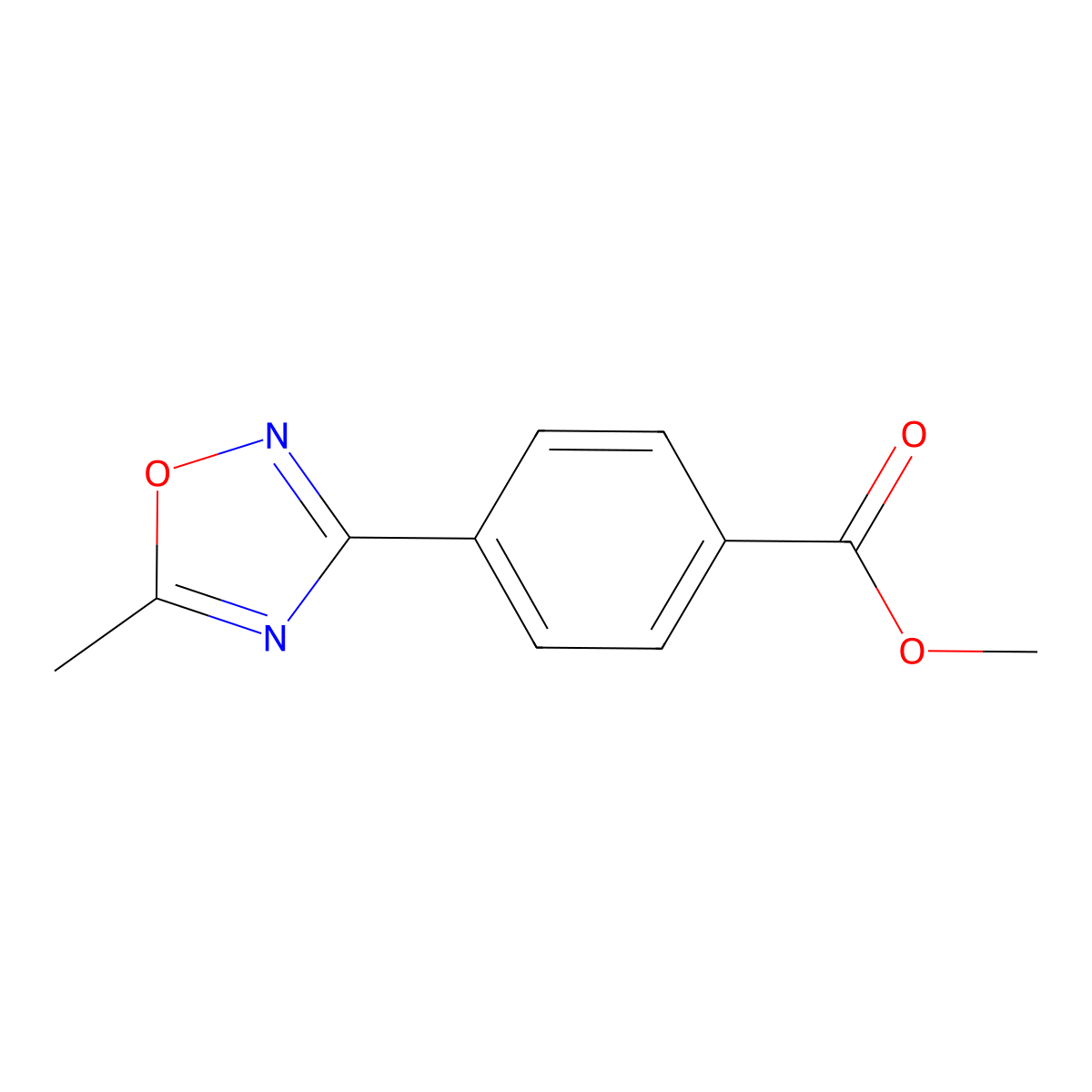 Methyl 4-(5-methyl-1,2,4-oxadiazol-3-yl)benzoate molecular structure, CAS 196301-94-7