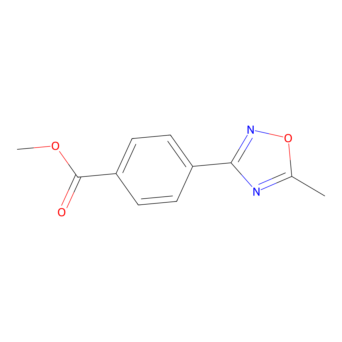 Methyl 4-(5-methyl-1,2,4-oxadiazol-3-yl)benzoate molecular structure, CAS 196301-94-7
