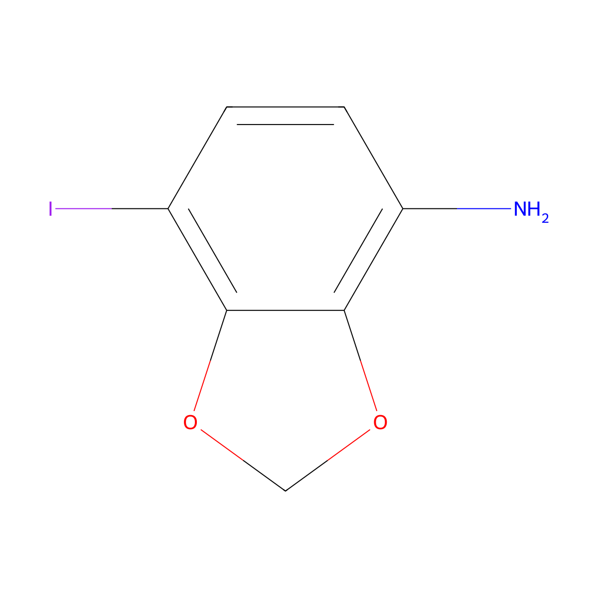 7-Iodo-1,3-benzodioxol-4-amine molecular structure, CAS 196308-33-5