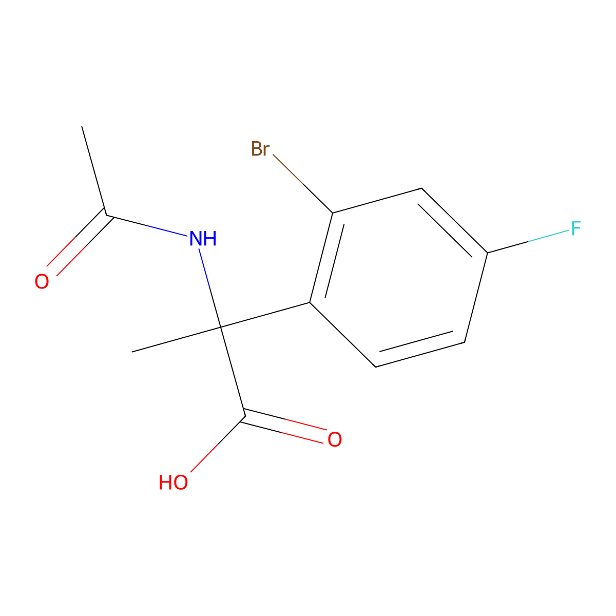 2-(2-Bromo-4-fluorophenyl)-2-acetamidopropanoic acid molecular structure, CAS 1963081-33-5