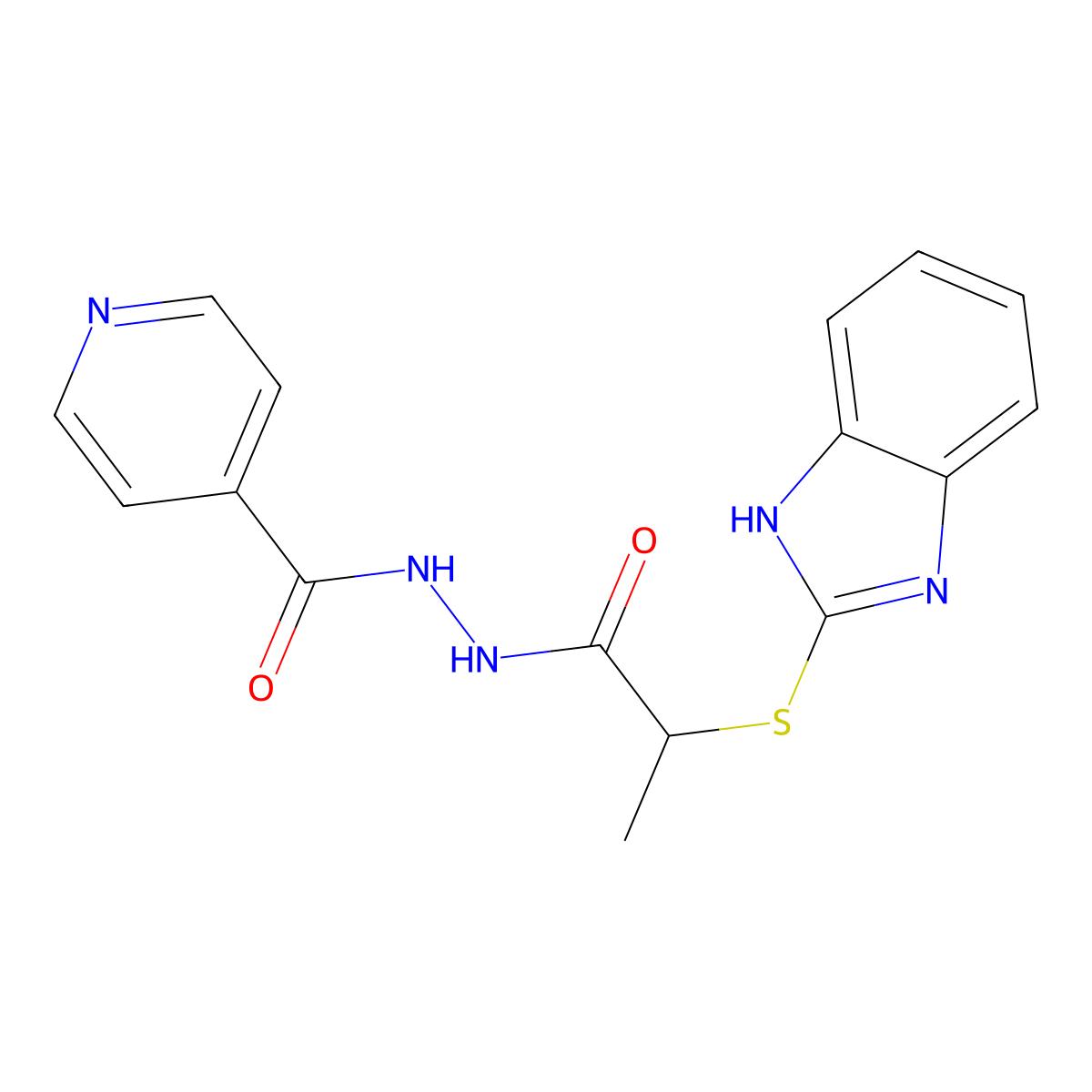 N'-[2-(1H-benzimidazol-2-ylsulfanyl)propanoyl]pyridine-4-carbohydrazide molecular structure, CAS 196391-55-6
