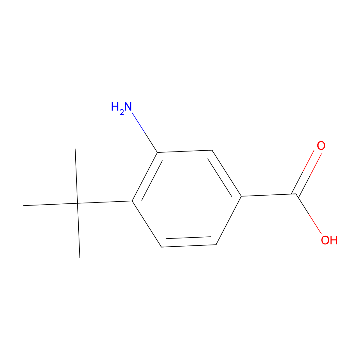 3-Amino-4-tert-butylbenzoic acid molecular structure, CAS 196394-09-9