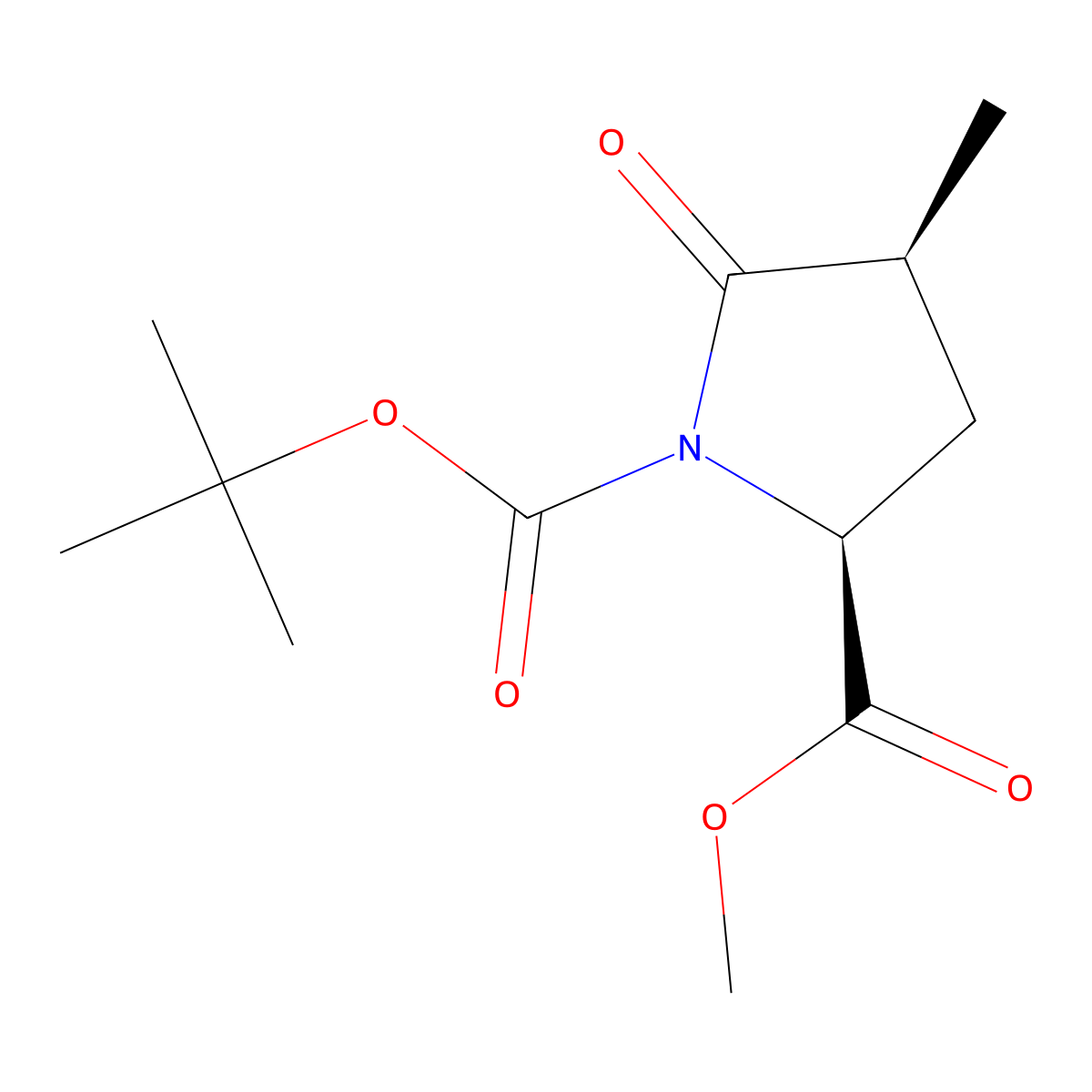 Methyl (2S,4S)-1-(tert-butoxycarbonyl)-4-methylpyroglutamate molecular structure, CAS 196394-48-6