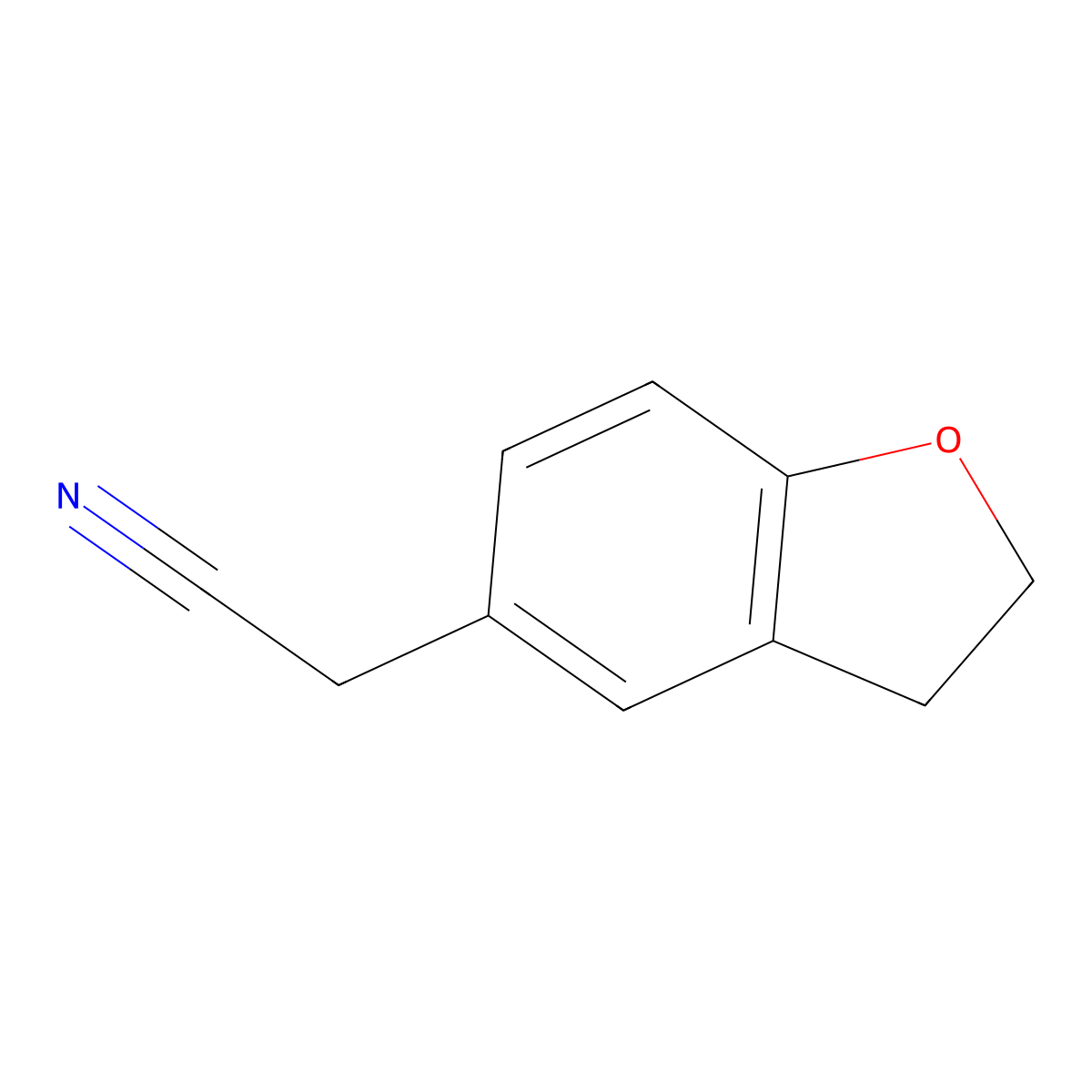 2-(2,3-Dihydro-1-benzofuran-5-yl)acetonitrile molecular structure, CAS 196399-53-8