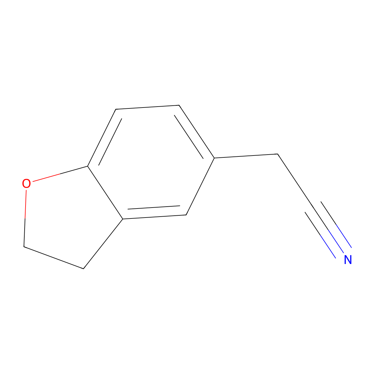 2-(2,3-Dihydro-1-benzofuran-5-yl)acetonitrile molecular structure, CAS 196399-53-8