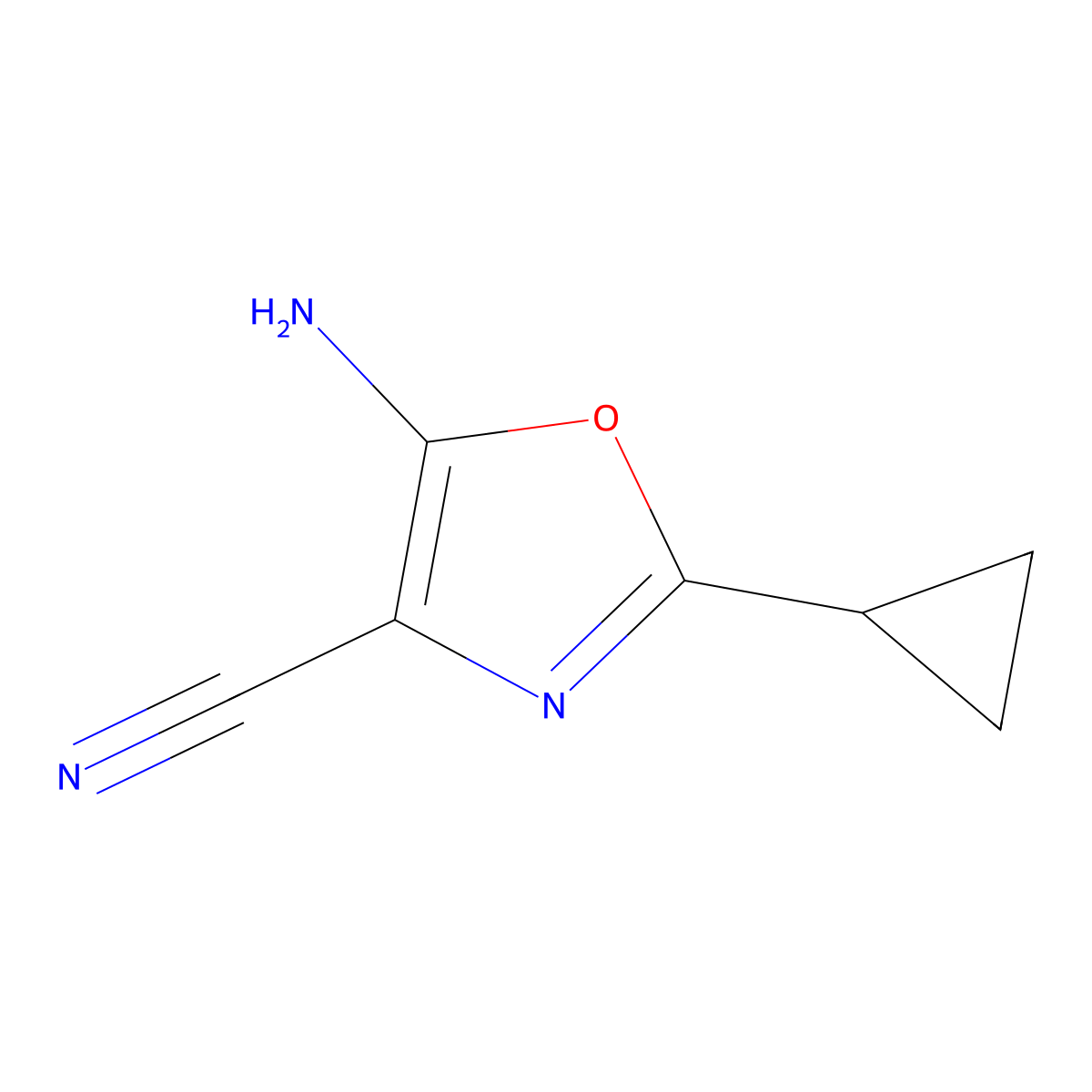 5-Amino-2-cyclopropyl-1,3-oxazole-4-carbonitrile molecular structure, CAS 196411-04-8