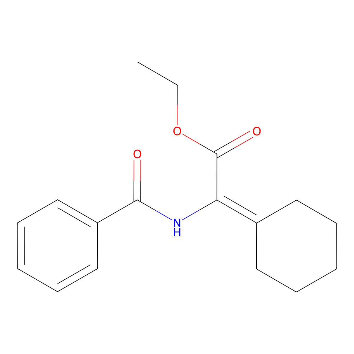 Ethyl 2-benzamido-2-cyclohexylideneacetate molecular structure, CAS 19642-36-5