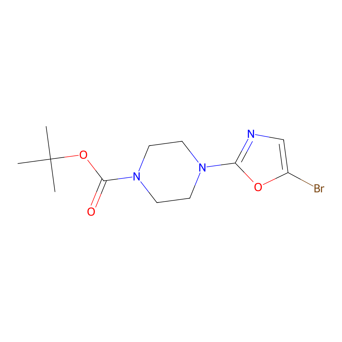 Tert-butyl 4-(5-bromooxazol-2-yl)piperazine-1-carboxylate molecular structure, CAS 1964475-80-6
