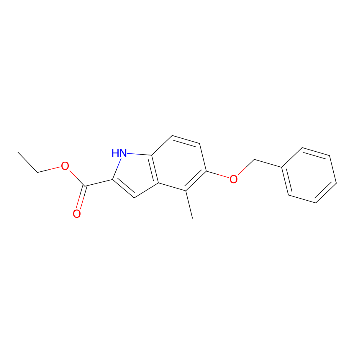 Ethyl 5-(benzyloxy)-4-methyl-1H-indole-2-carboxylate molecular structure, CAS 19646-48-1