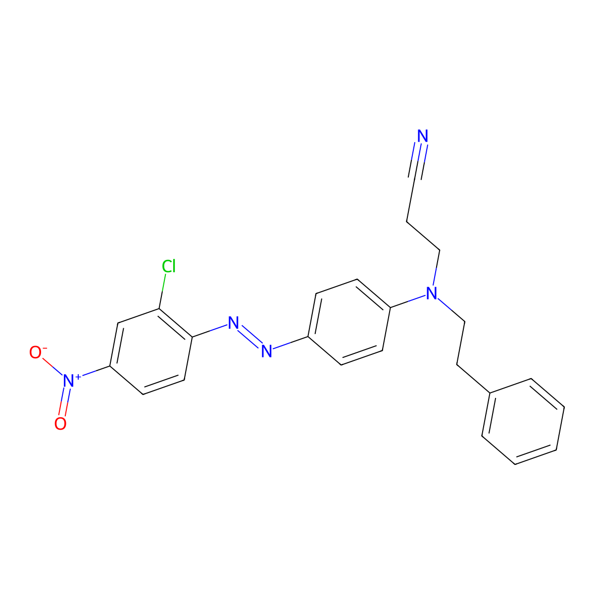 Propanenitrile, 3-((4-(2-(2-chloro-4-nitrophenyl)diazenyl)phenyl)(2-phenylethyl)amino)- molecular structure, CAS 19649-68-4