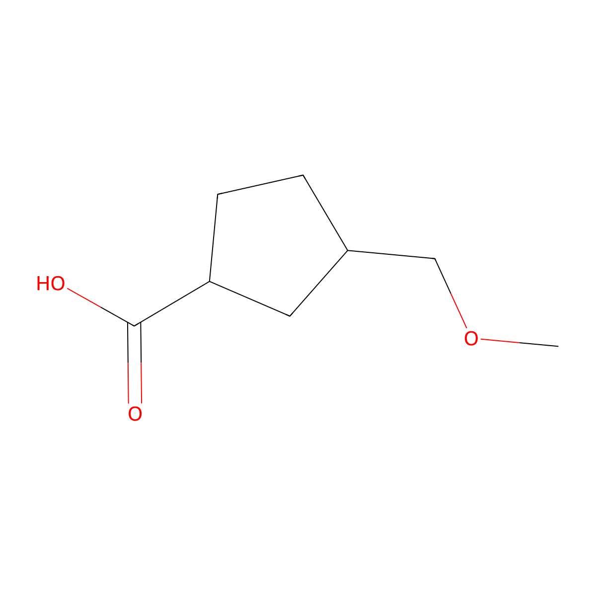 Rac-(1r,3s)-3-(methoxymethyl)cyclopentane-1-carboxylic acid molecular structure, CAS 196492-76-9