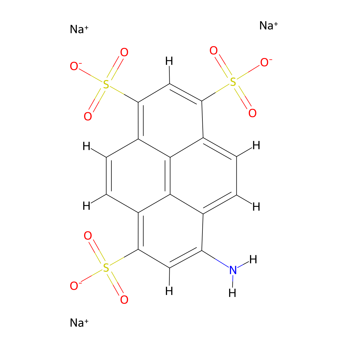 8-aminopyrene-1,3,6-trisulfonic acid trisodium salt molecular structure, CAS 196504-57-1