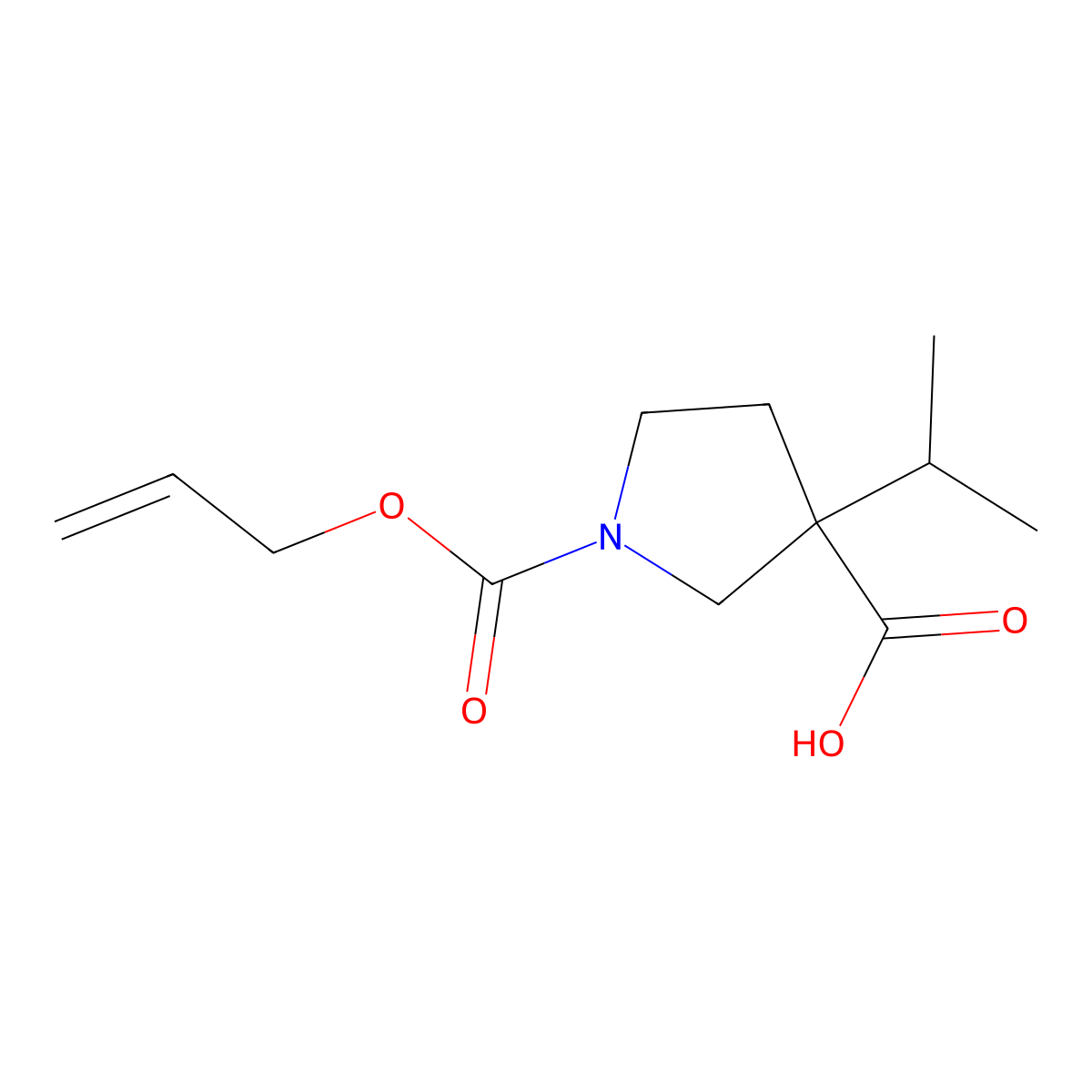 1-[(Prop-2-en-1-yloxy)carbonyl]-3-(propan-2-yl)pyrrolidine-3-carboxylic acid molecular structure, CAS 1965107-08-7