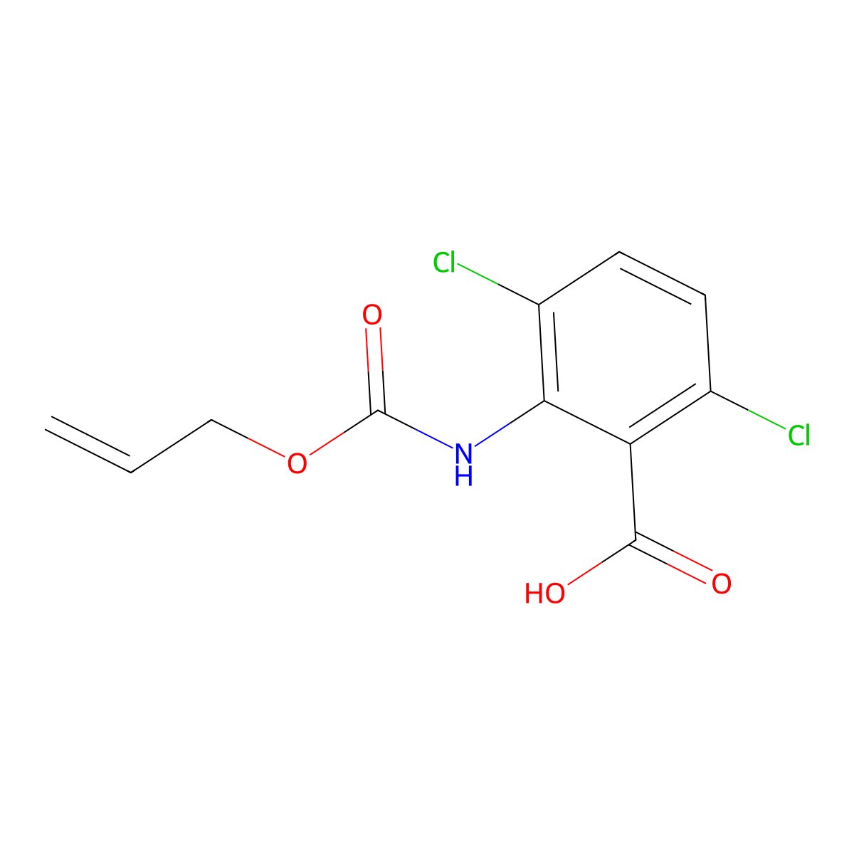3,6-Dichloro-2-{[(prop-2-en-1-yloxy)carbonyl]amino}benzoic acid molecular structure, CAS 1965107-11-2