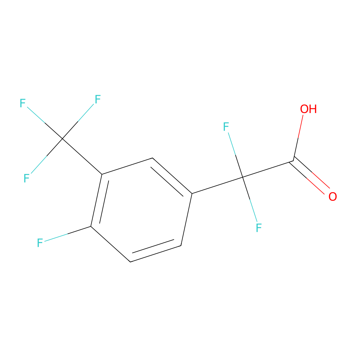 2,2-Difluoro-2-[4-fluoro-3-(trifluoromethyl)phenyl]acetic acid molecular structure, CAS 1965192-80-6