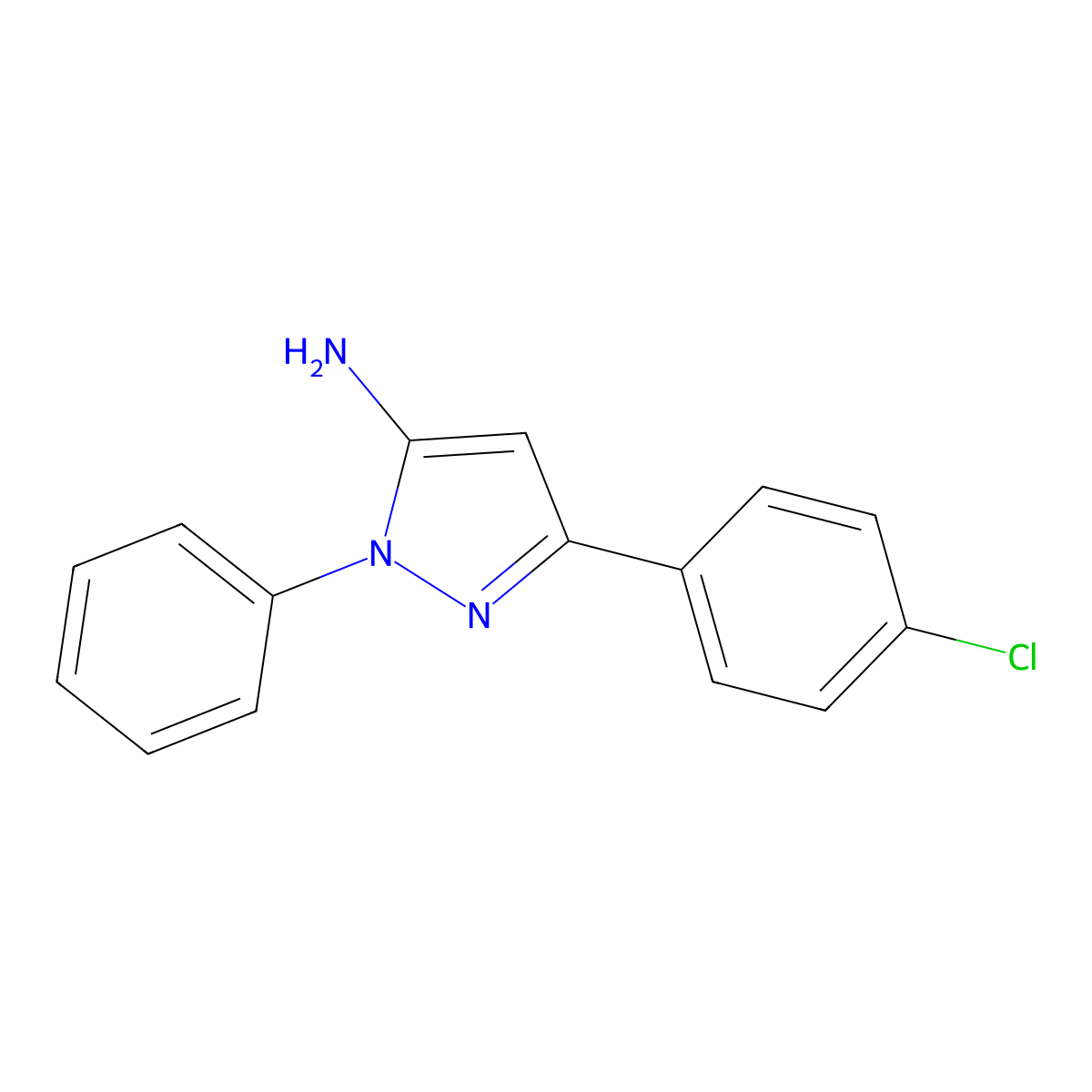 3-(4-Chlorophenyl)-1-phenyl-1H-pyrazol-5-amine molecular structure, CAS 19652-14-3