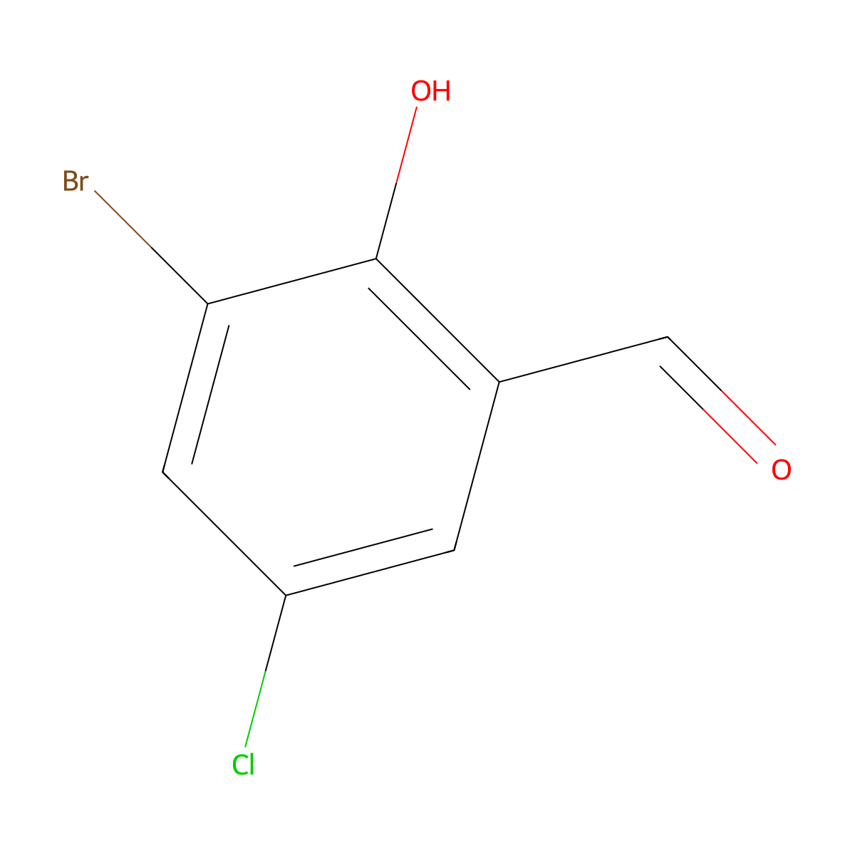 3-Bromo-5-chloro-2-hydroxybenzaldehyde molecular structure, CAS 19652-32-5
