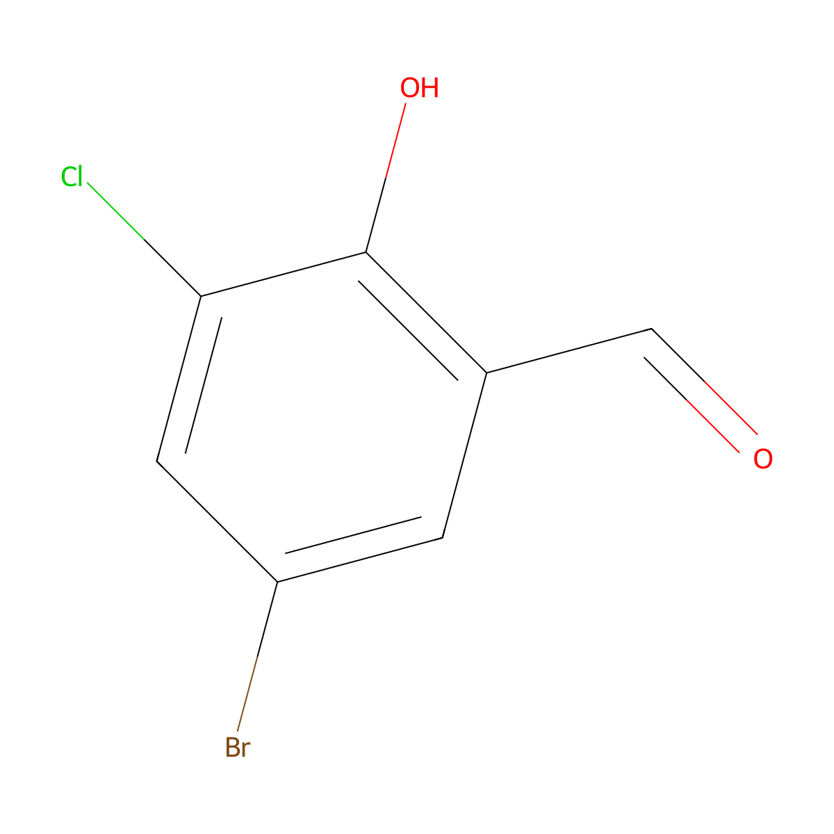 5-Bromo-3-chloro-2-hydroxybenzaldehyde molecular structure, CAS 19652-33-6