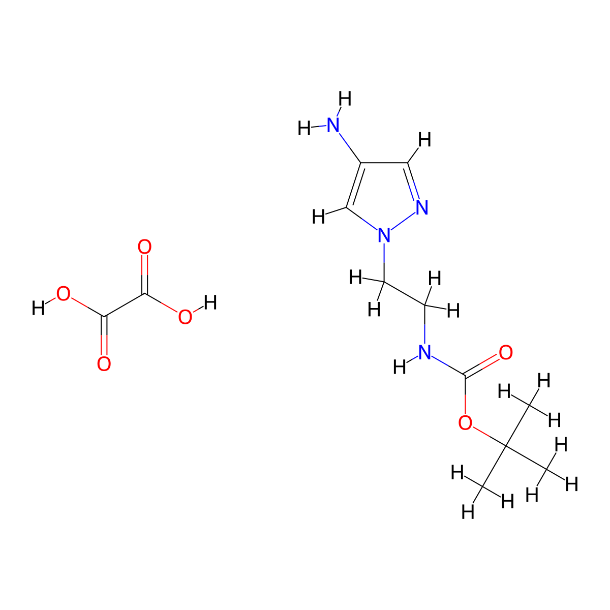 tert-butyl [2-(4-amino-1H-pyrazol-1-yl)ethyl]carbamate oxalate molecular structure, CAS 1965304-61-3
