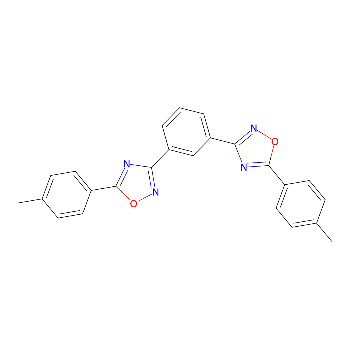 1,3-Bis[3-(4-tolyl)-1,2,4-oxadiazolyl]benzene molecular structure, CAS 1965304-71-5