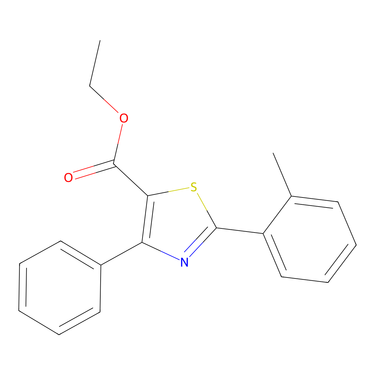 Ethyl 2-(2-tolyl)-4-phenylthiazole-5-carboxylate molecular structure, CAS 1965304-72-6