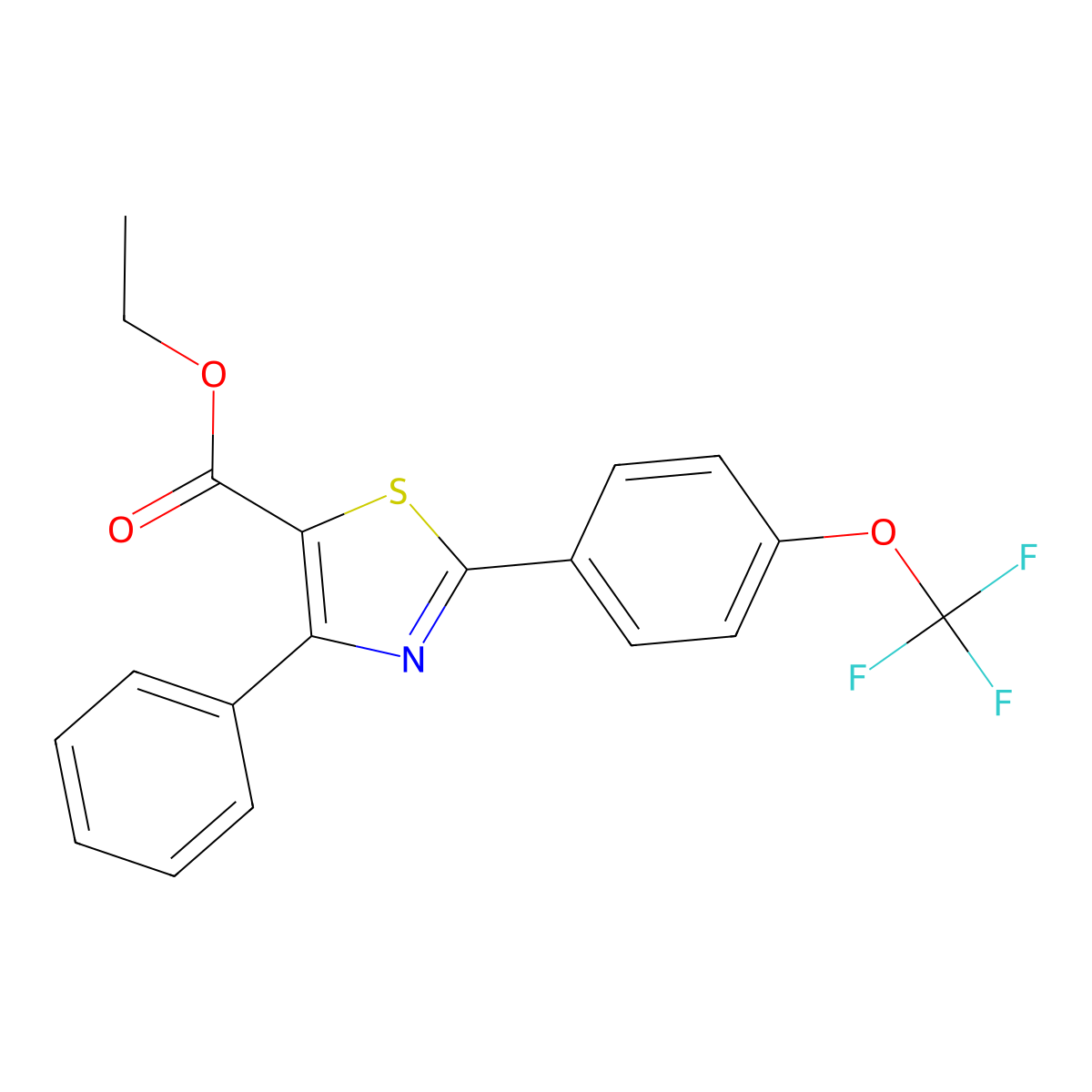 Ethyl 2-(4-trifluoromethoxyphenyl)-4-phenylthiazole-5-carboxylate molecular structure, CAS 1965304-81-7