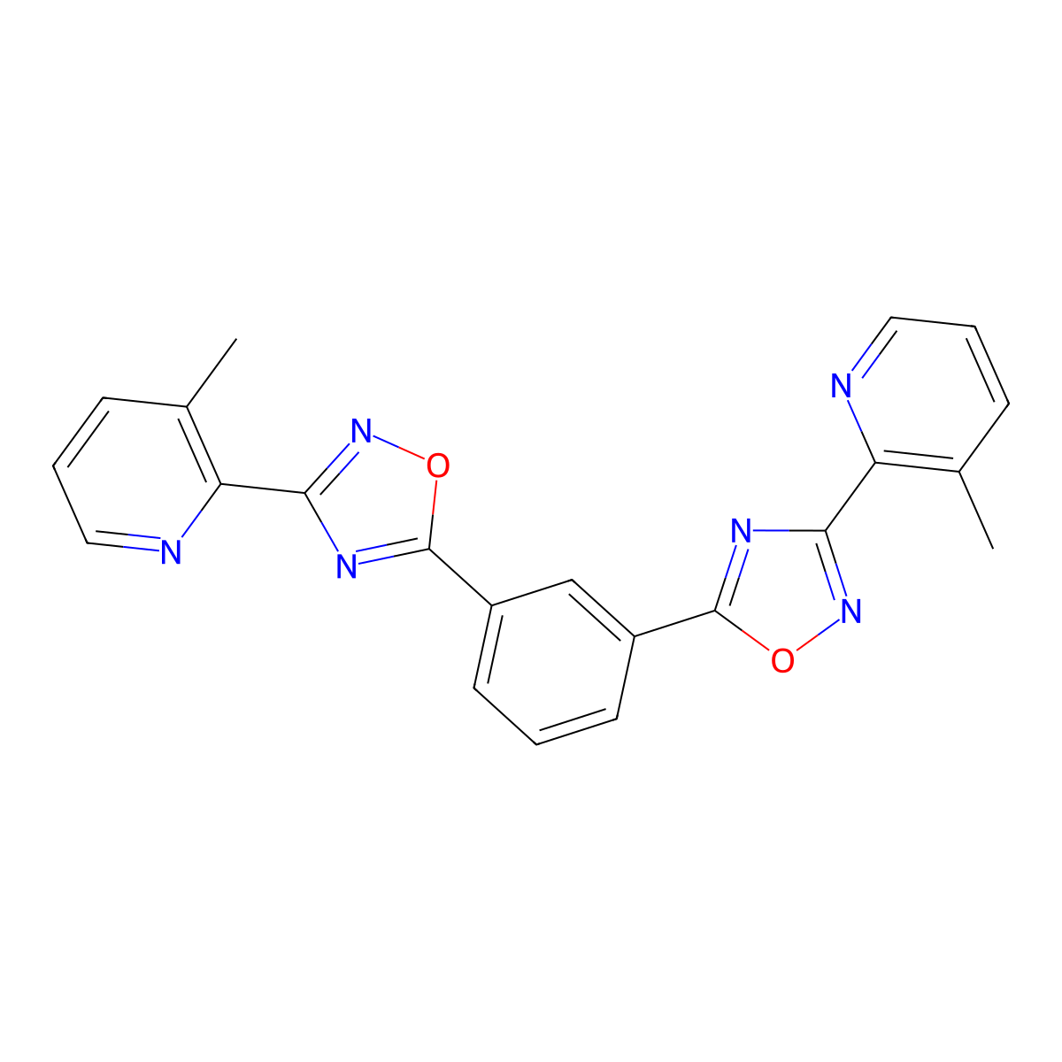 1,3-Bis[(3-(3-methyl-2-pyridin-2-yl)-1,2,4-oxadiazol)-5-yl]benzene molecular structure, CAS 1965304-89-5
