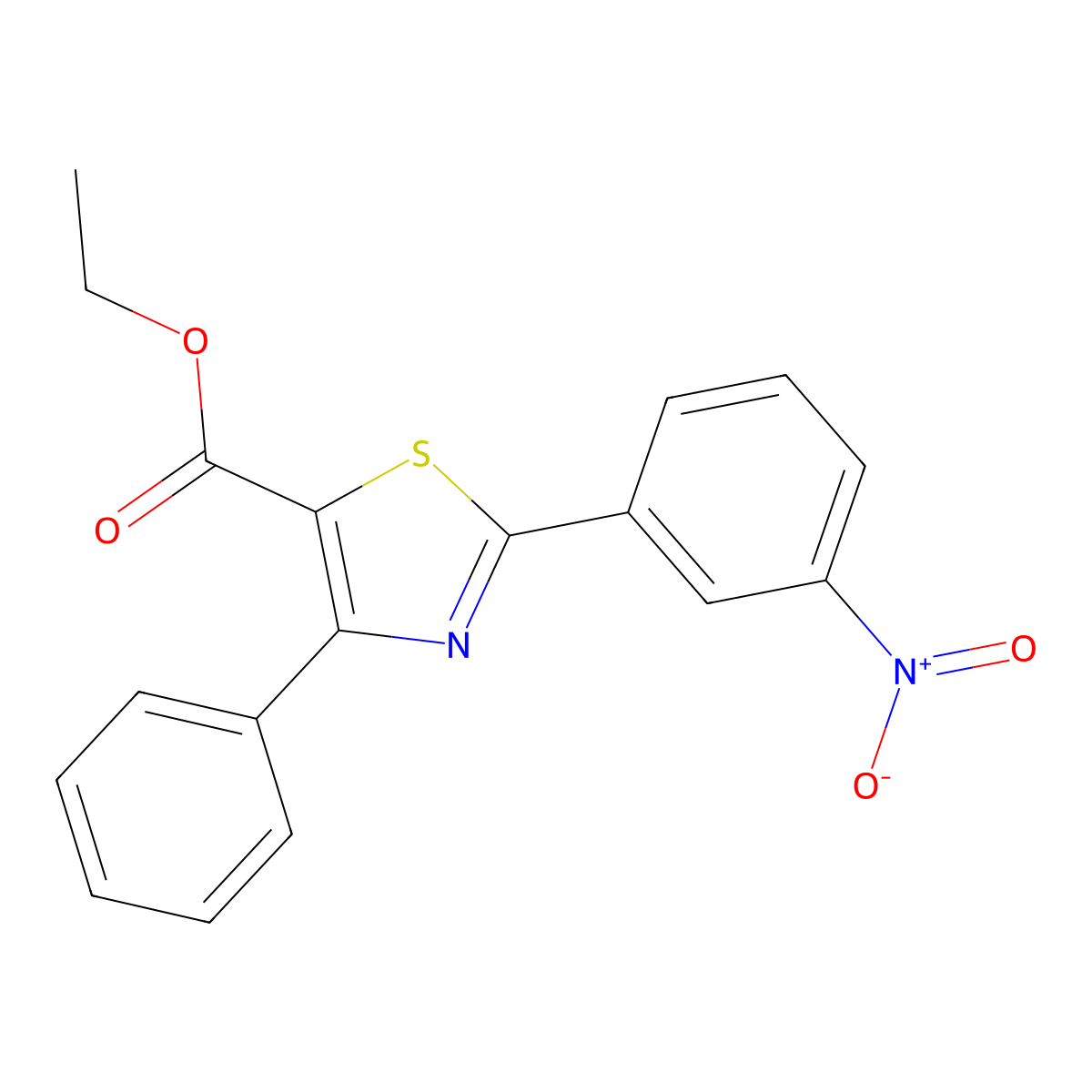 Ethyl 2-(3-nitrophenyl)-4-phenylthiazole-5-carboxylate molecular structure, CAS 1965304-92-0