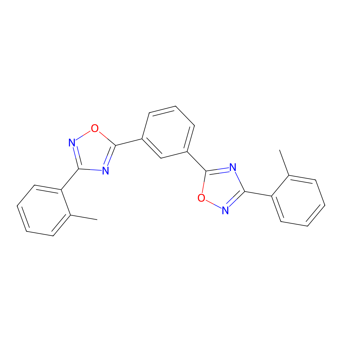 1,3-Bis ((3-(2-tolyl)-1,2,4-oxadiazol)-5-yl)benzene molecular structure, CAS 1965304-96-4