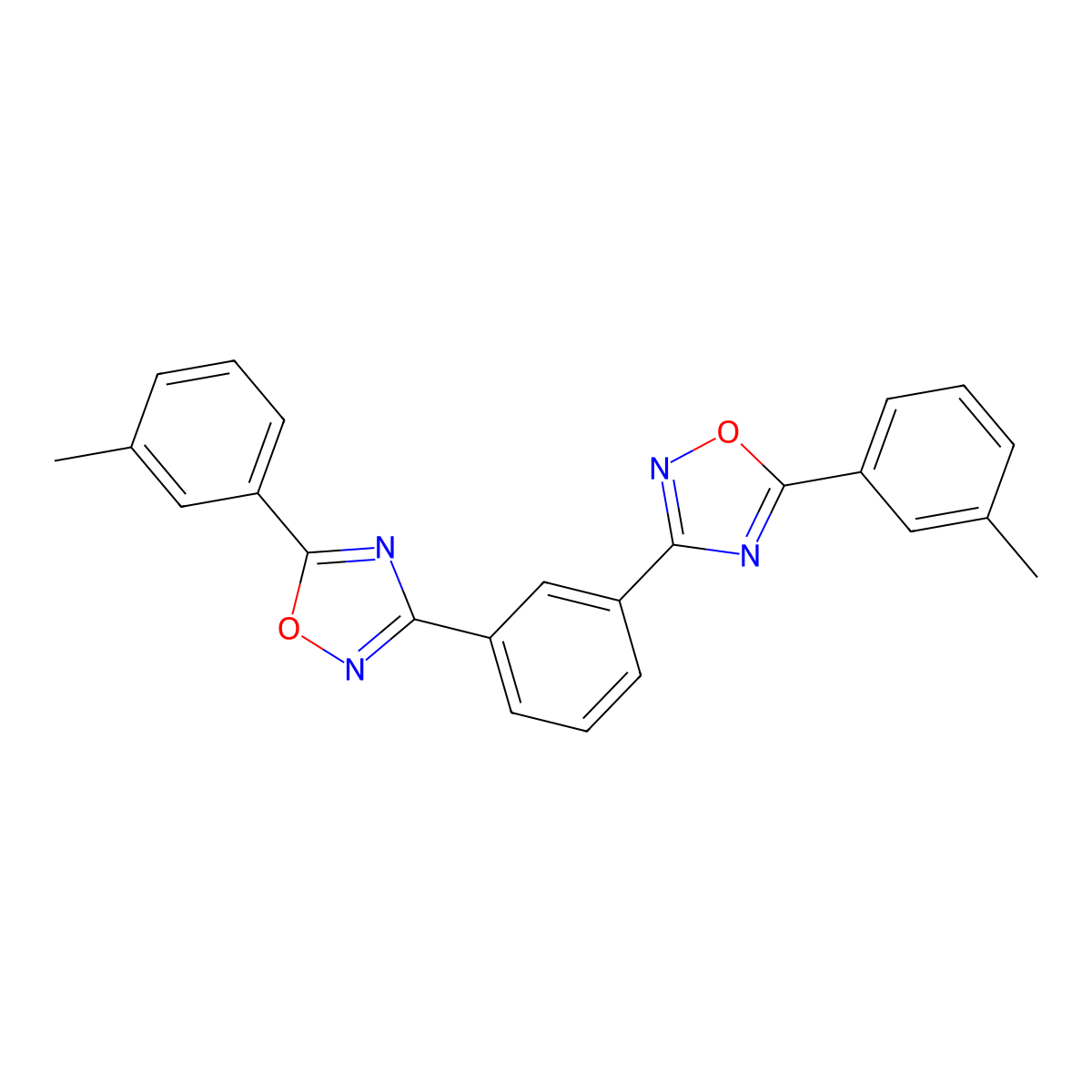 1,3-Bis[3-(3-tolyl)-1,2,4-oxadiazolyl]benzene molecular structure, CAS 1965304-98-6