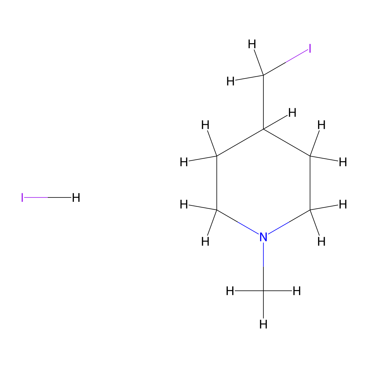 4-Iodomethyl-1-methyl-piperidine hydroiodide molecular structure, CAS 1965305-22-9