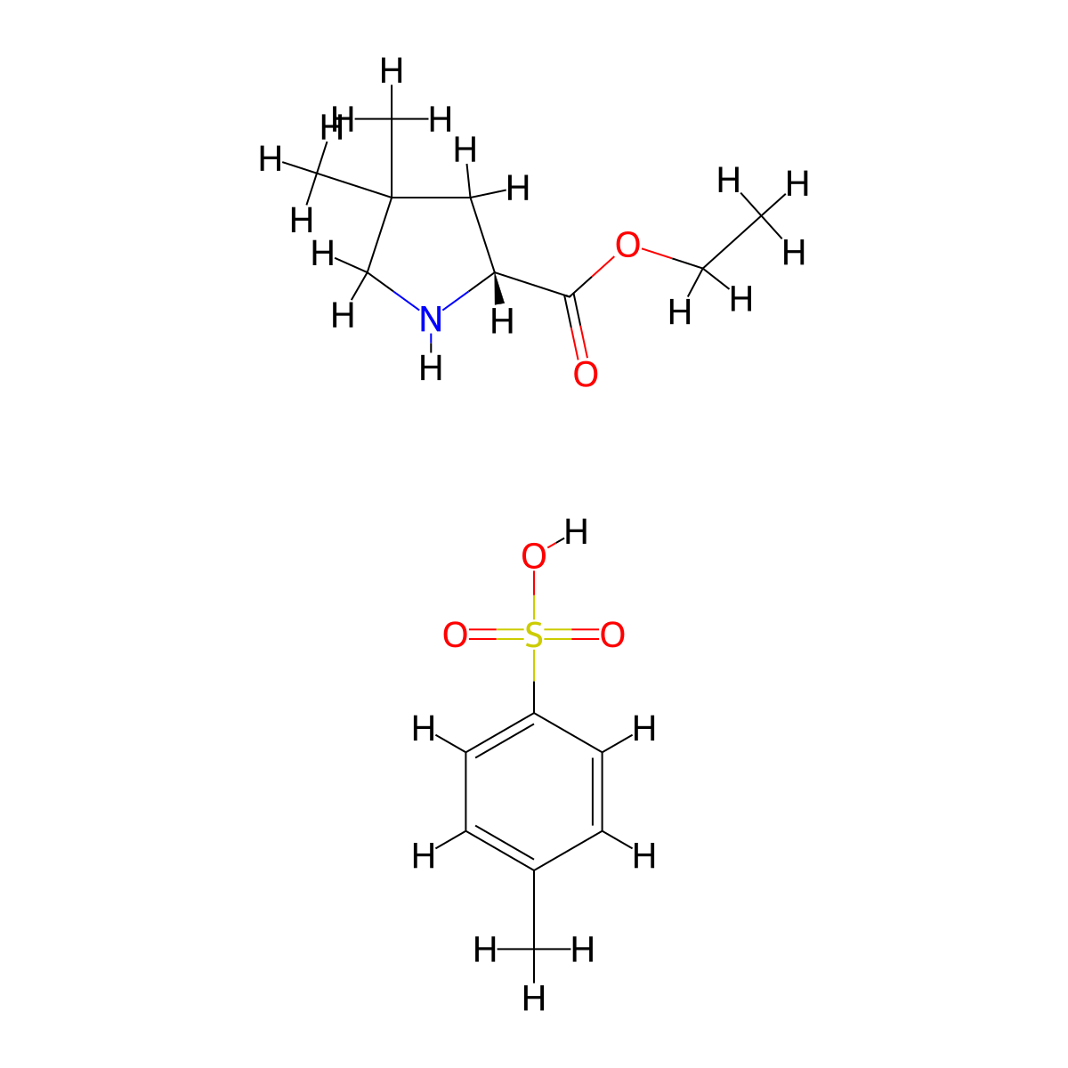 (R)-4,4-Dimethyl-pyrrolidine-2-carboxylic acid ethyl ester tosylate molecular structure, CAS 1965305-29-6