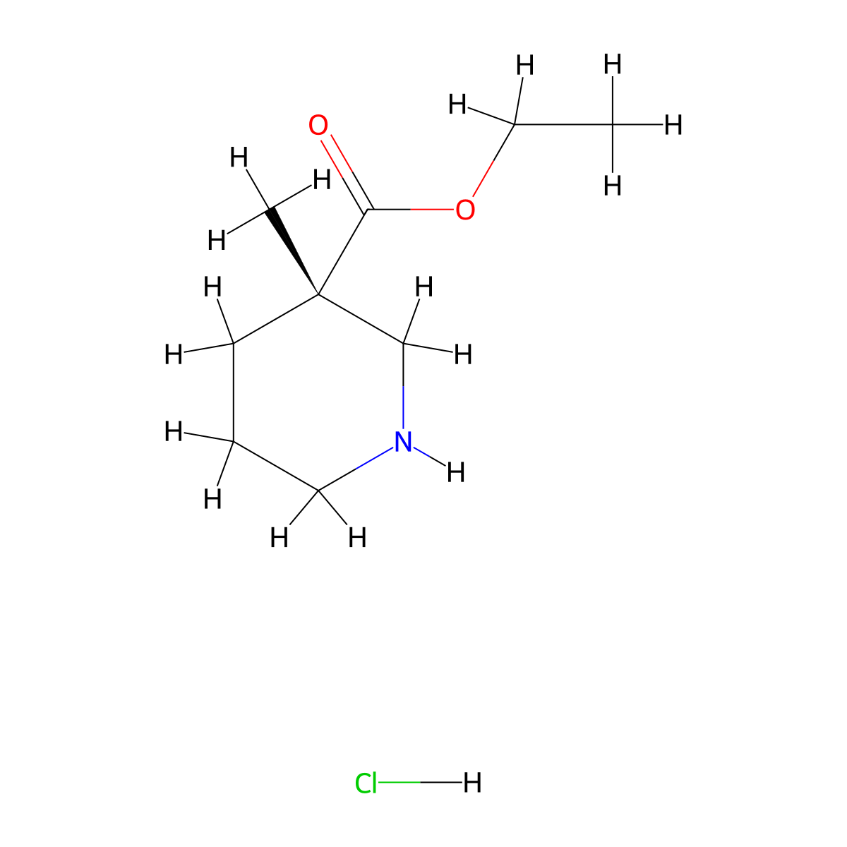 (S)-3-Methyl-piperidine-3-carboxylic acid ethyl ester hydrochloride molecular structure, CAS 1965305-35-4