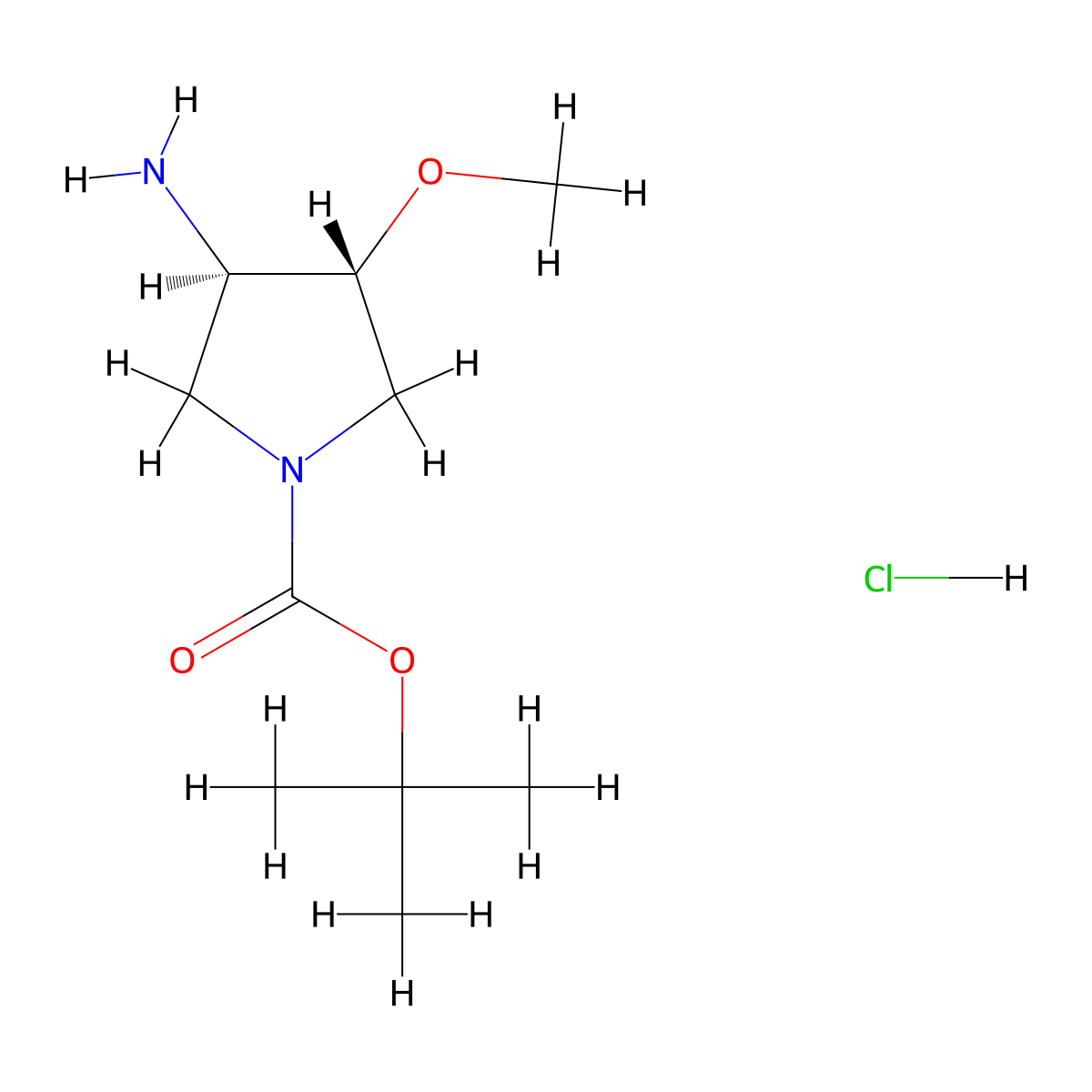 rac-tert-butyl (3R,4R)-3-amino-4-methoxypyrrolidine-1-carboxylate hydrochloride molecular structure, CAS 1965305-46-7
