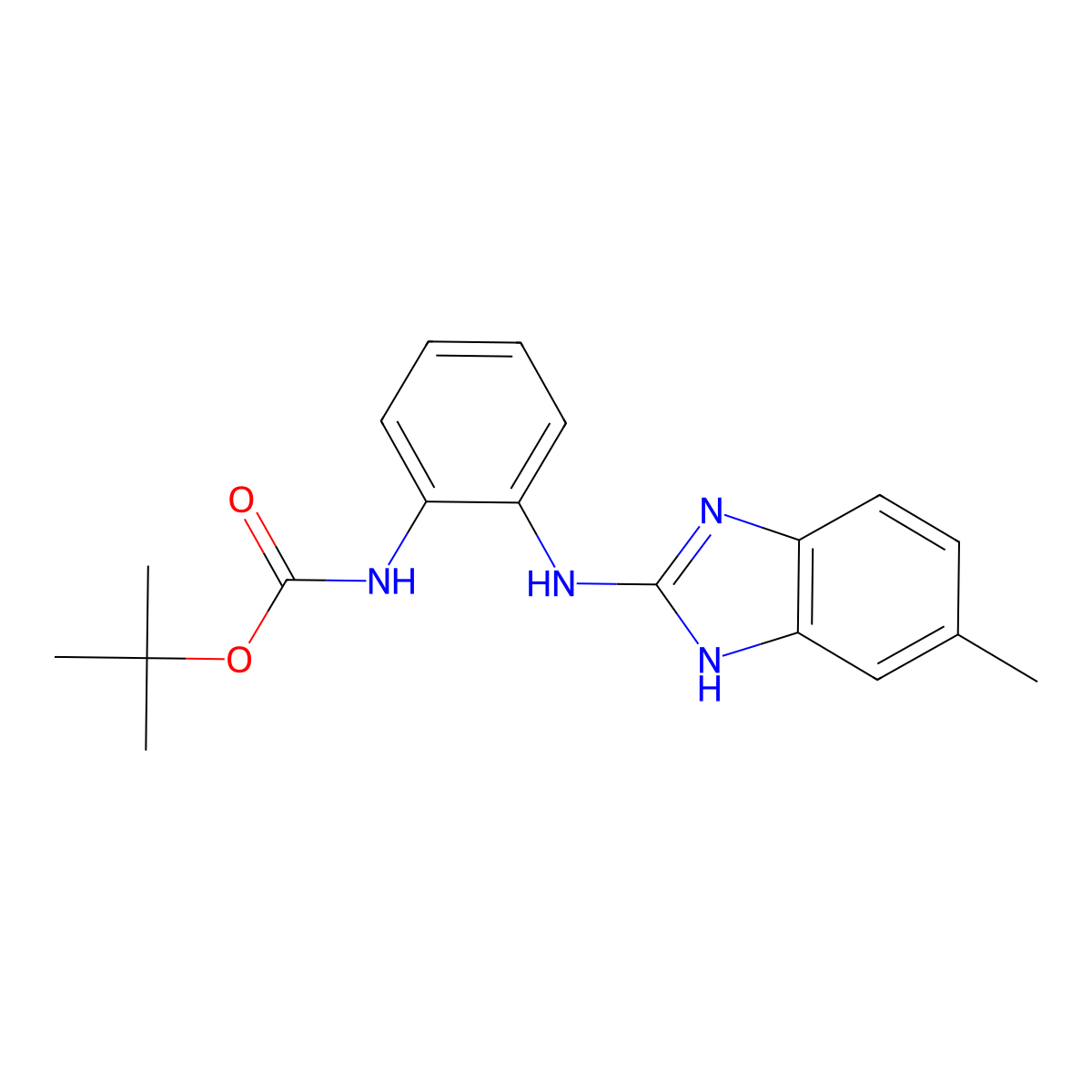 tert-butyl N-{2-[(5-methyl-1H-1,3-benzodiazol-2-yl)amino]phenyl}carbamate molecular structure, CAS 1965305-68-3